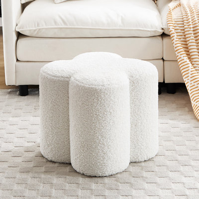  Leiani 18.5" Wide Sherpa Upholstered Ottoman