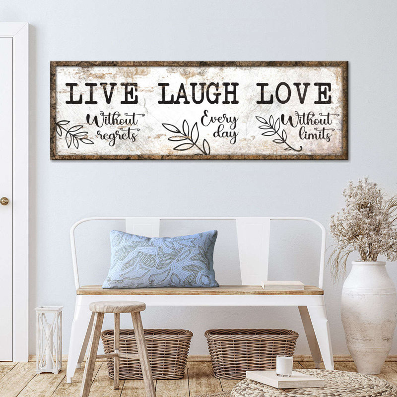 «Live Laugh Love», impression sur toile, H 10 po x l 30 po x P 1,25 po