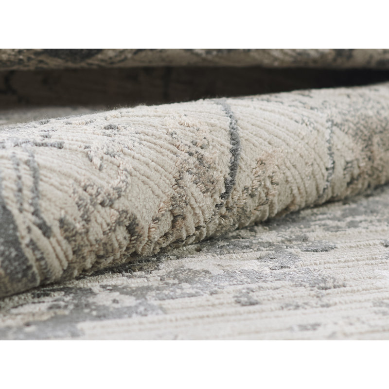Tapis oriental beige / gris Pannie, Rectangle 3 pi 11 po x 5 pi 5 po