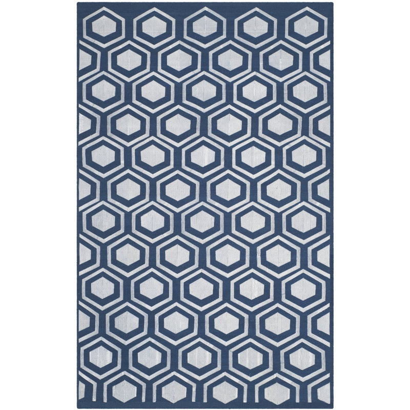 Lars Geometric Wool Hand Woven Area Rug, Rectangle 152 x 244 cm