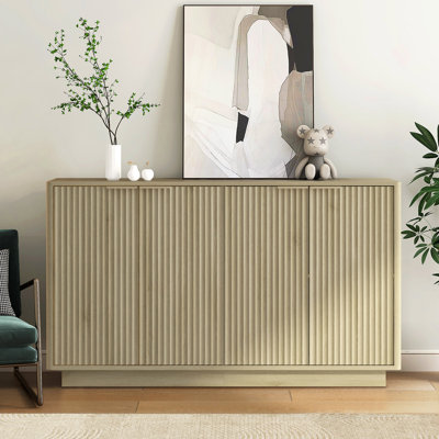 Fluted Sideboard Cabinet, Credenza With Adjustable Shelves