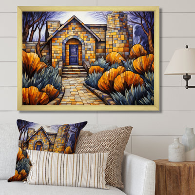 «Yellow Cottage Garden Gateway 2», art mural sur toile tendue avec paysage