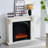 Beige Solid Wood Electric Fireplace