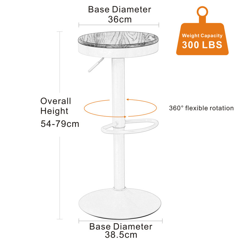 Aoibheann Height Adjustable Swivel Bar Stool, White