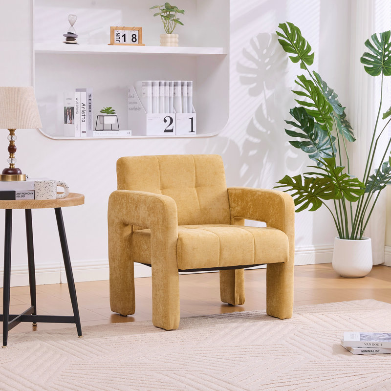 Fauteuil rembourré rembourré confortable, Jaune