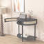 Unique Half Moon Design End Table with Sliding Door,Elegant Semi-circle Entryway