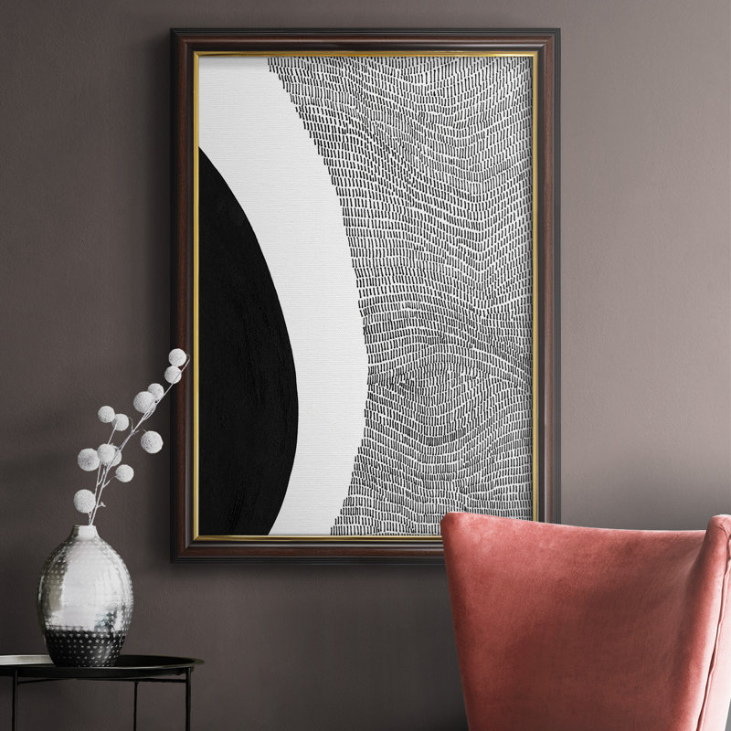 «Black & White Abstract II», peinture sur toile encadrée, H 20 po x l 16 po x P 2,5 po