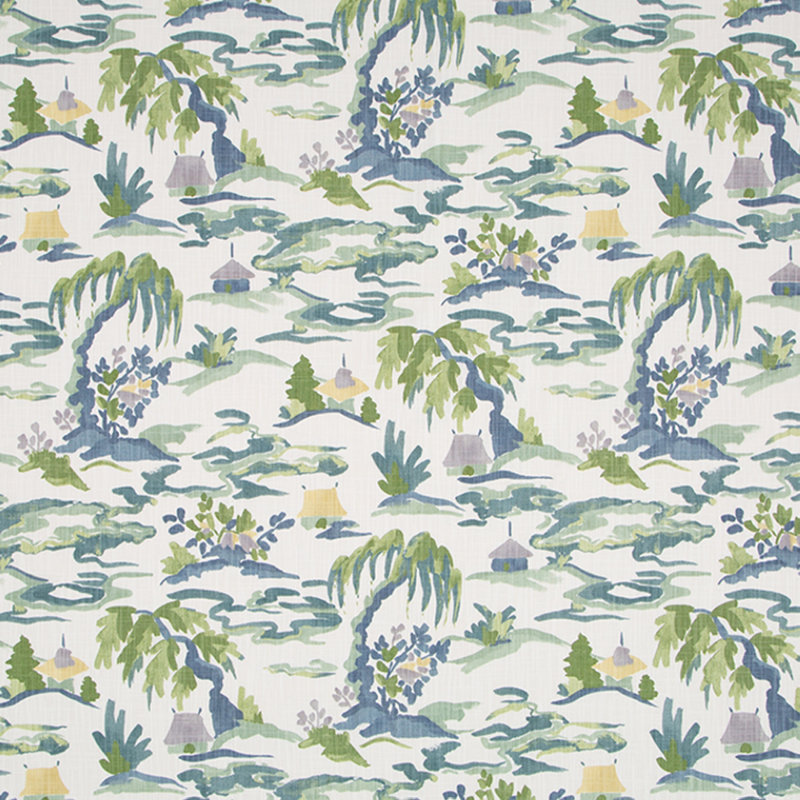 Baltic Pagoda 100% Cotton Fabric, Lakeside
