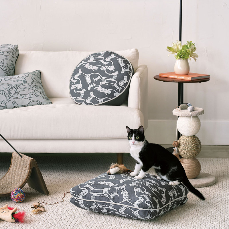 Pets Circular Pillow Cover & Insert, Ivory/Black