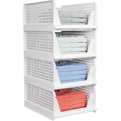 17 "x13.2 "x 7.3" Stackable Plastic Storage Basket(4 Pack)