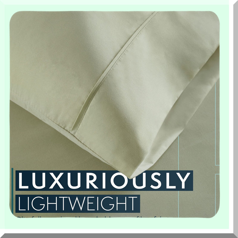 CoolLux Full Bed Sheet Set - Hotel Luxury Lightweight Soft Cooling Bedding with Deep Pockets. Wrinkle & Shrink Resistant Sage Eco-Friendly 4 pc Sheets.