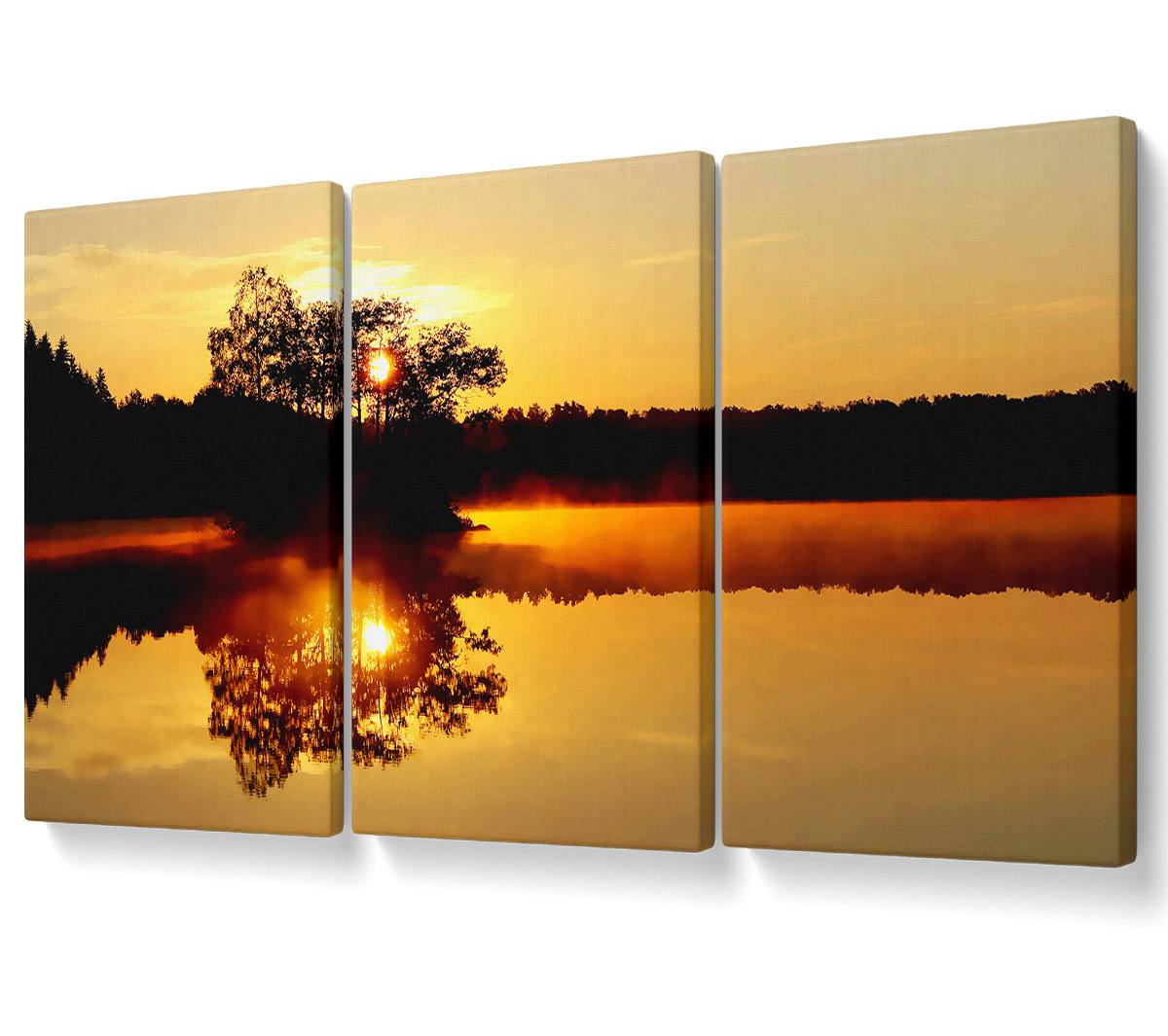 Ebern Designs Reflections of the Sunset Tree - 3 Piece Wrapped Canvas ...