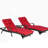 Outdoor Wicker Long Reclining Chair Set of 2 with Cushions-1893226357
