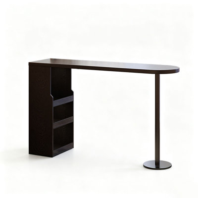 Modern Counter Height Bar Table With Side Shelving Unit