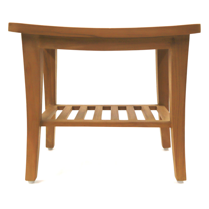Banc de douche en teck Campbelltown, H 17 po x l 20 po x P 13,5 po, Naturel