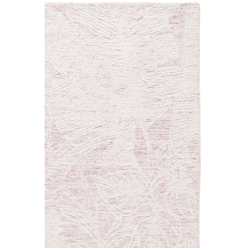 Tapis floral en laine / coton touffeté à la main Gazella - ivoire / rose, Carré 6 pi