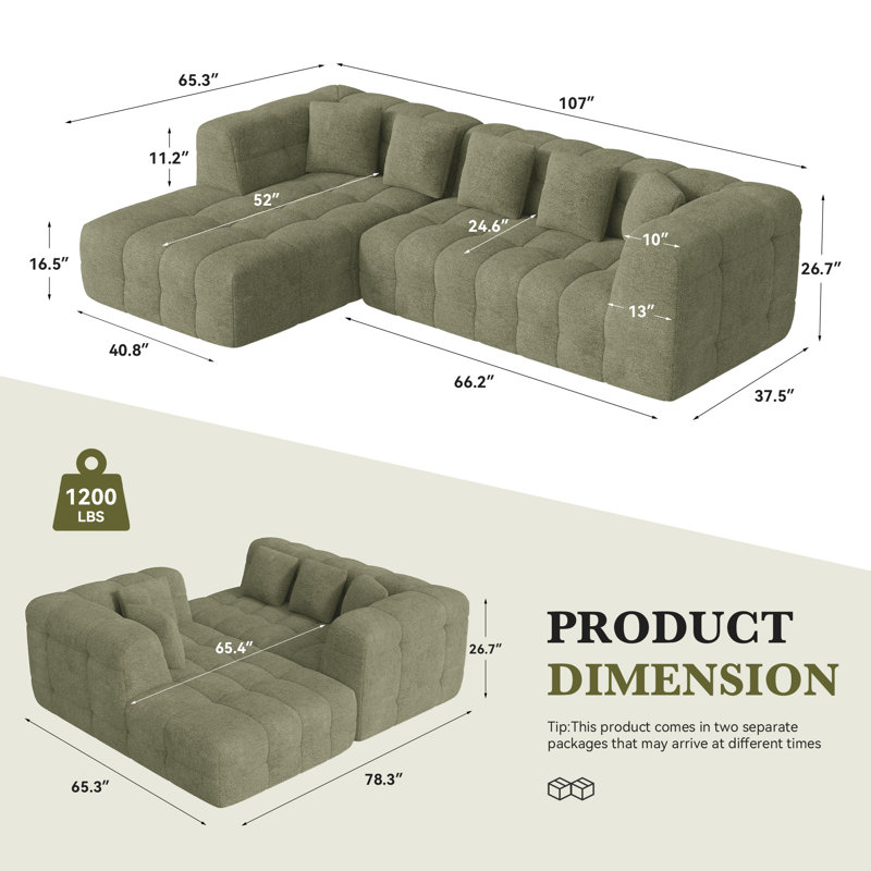 Canapé modulaire Boneless Couch, Polyester vert