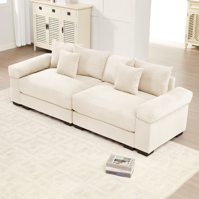 Coussin modulaire surdimensionné de 92 po avec accoudoirs extra larges en velours côtelé modulaire Cloud