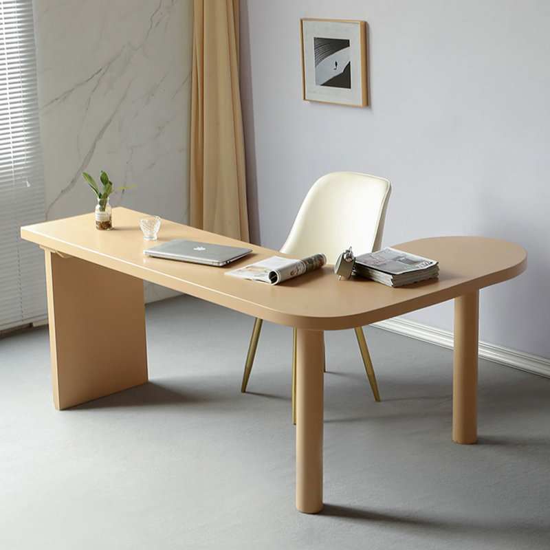 L-Shaped Solid Wood Desk, Burlywood, Left Hand Return, 29.53" H x 70.87" W x 47.24" D