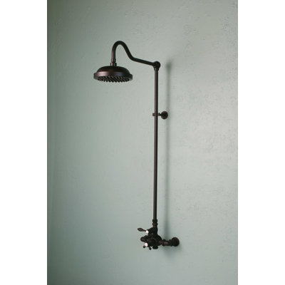 Système de douche thermostatique exposé 60 po mural avec douche à main 1,75 GPM et poignées levier / croix