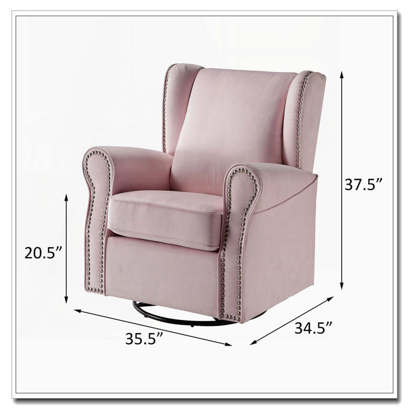 Fauteuil oscillant pivotant rose avec garniture cloutée rose