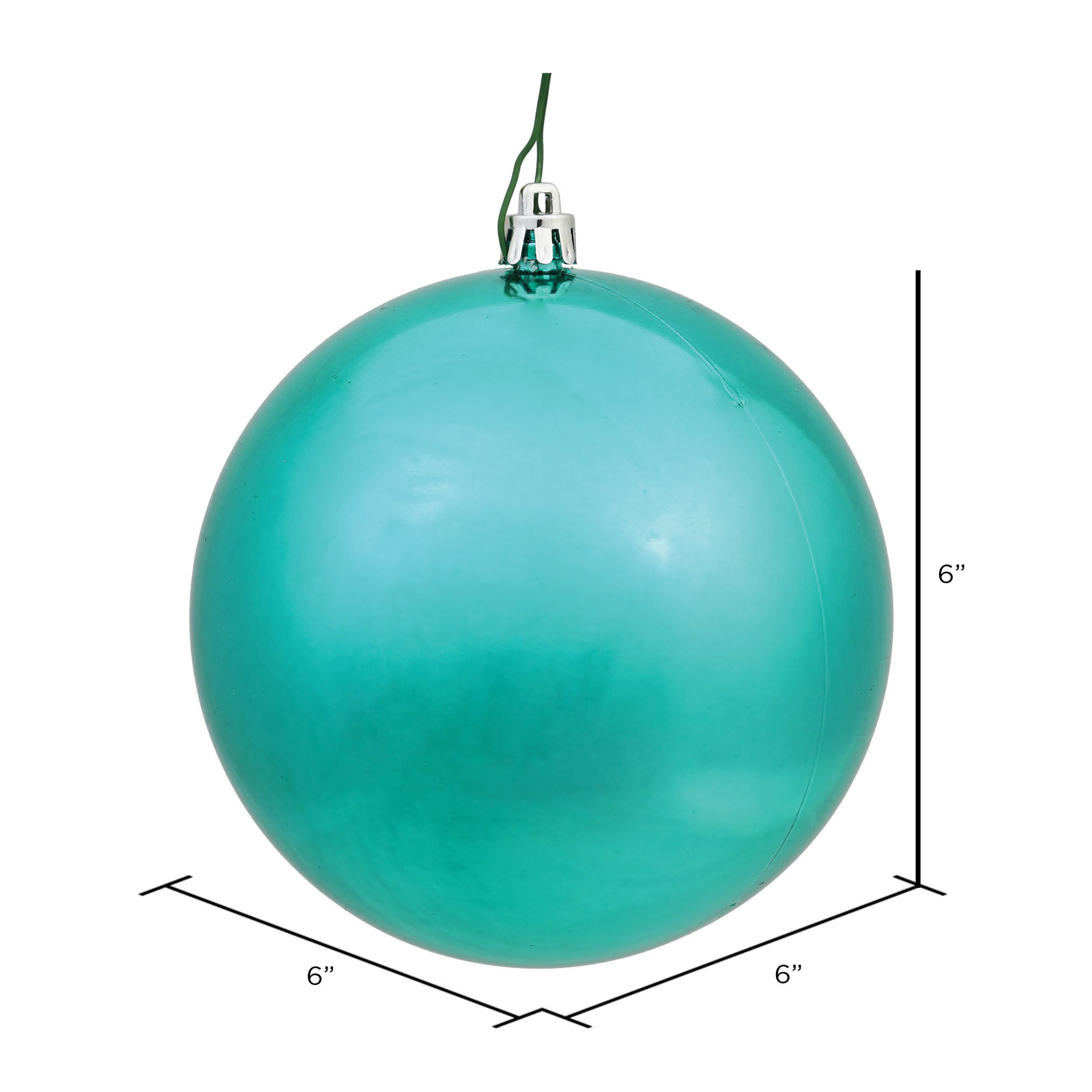 Christmas Ball Ornament, Shiny Seafoam, 6" H x 6" W x 6" D