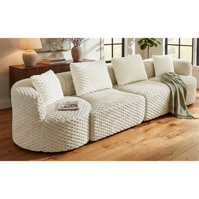 Modular Sectional Sofa 137.8" Boneless Sofa Couch Soft Plush Upholstered Couch for Living Room, Grey