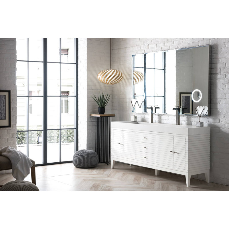 Linear 60'' W Double Vanity, Glossy White, Glossy White