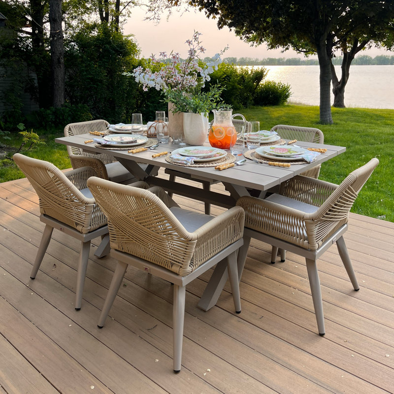 Ensemble de salle à manger rectangulaire pour l'extérieur L 62,99 po pour 6 personnes