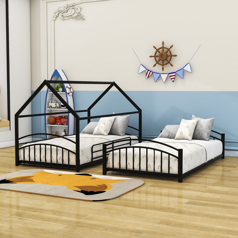 Barrelville Kids Twin Over Twin Bunk Bed, Black