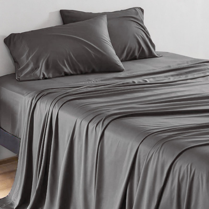 Sleepgram Viscose from Bamboo Cal King Bed Sheet Set w/2 Pillowcases, Sand