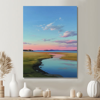 «Summer Sunrise Meadows In Canada - Vancouver Wall Art, Pink Cityscape», reproduction d'art sur toile