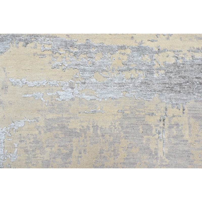 High-Quality Hand-Knotted Silver And Grey Area Rug, Rectangle 12' x 15'