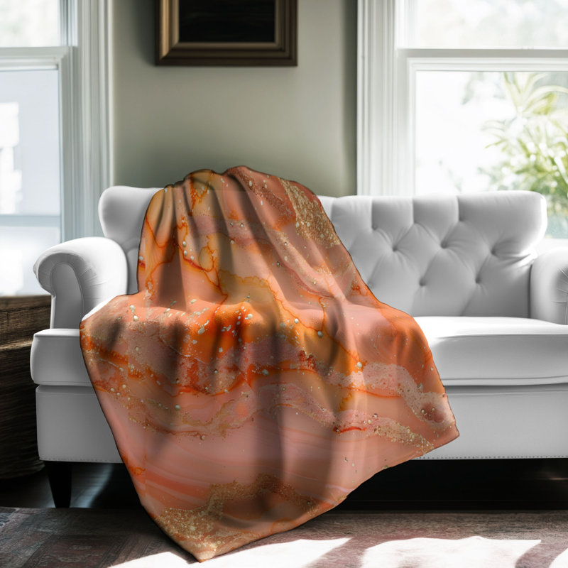 Peachy Hologram Glow - 1 Piece Premium Sherpa Blan Throw Blanket, Queen