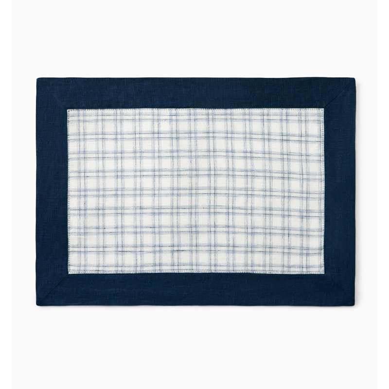 Mikela Linen Rectangle Placemat Set, Navy