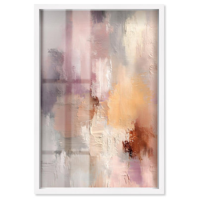 Décoration murale abstraite Hazy Sunset IV Shadowbox par Art Remedy, cadre blanc, 11 x 16