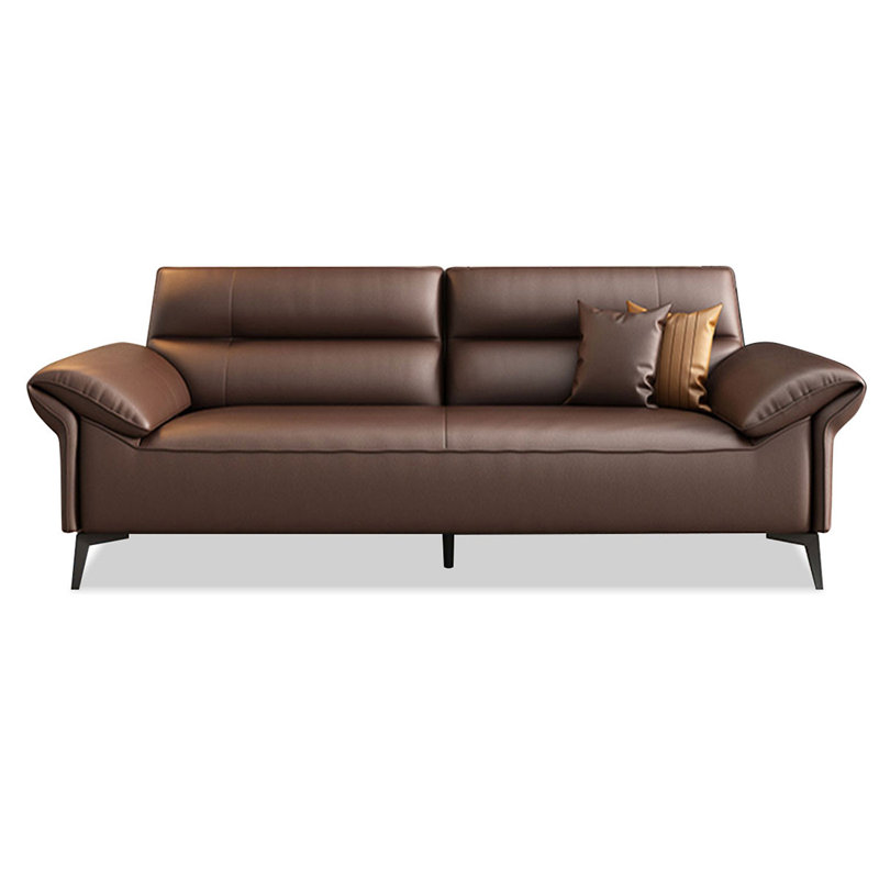 Causeuse modulaire en cuir véritable Coffee Coffee, H 33,46 po x l 82,68 po x P 34,65 po