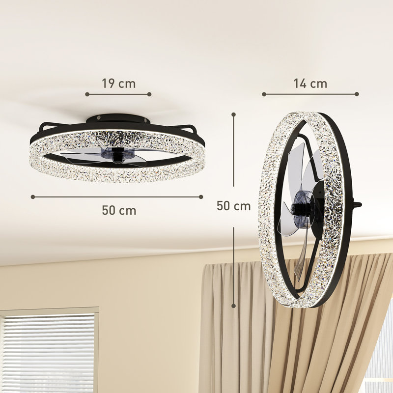50cm Ceiling Fan with LED Lights, Black