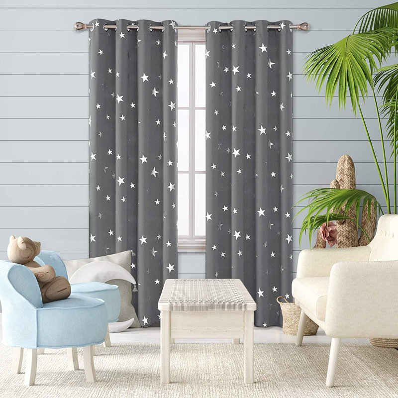 Manzanita Eyelet Room Darkening Thermal Curtains, 168cm W x 229cm D, Light Grey