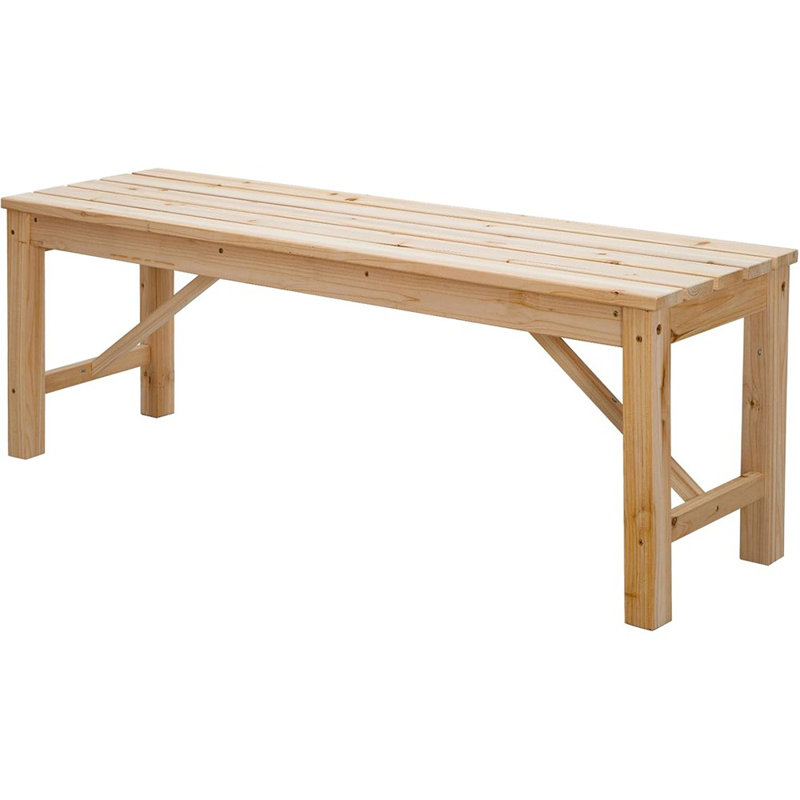 Banc d'extérieur en bois avec porche sans dossier intérieur