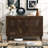 Suniya Modern 3-Door Storage Cabinet With Adjustable Shelves, Slatted Doors, And Walnut Finish-368952914