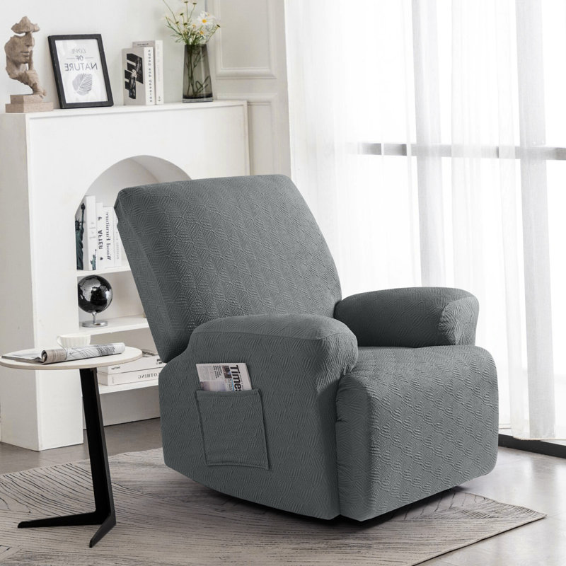 Housse pour fauteuil inclinable extensible Wald, Mélange de polyester gris clair / coton