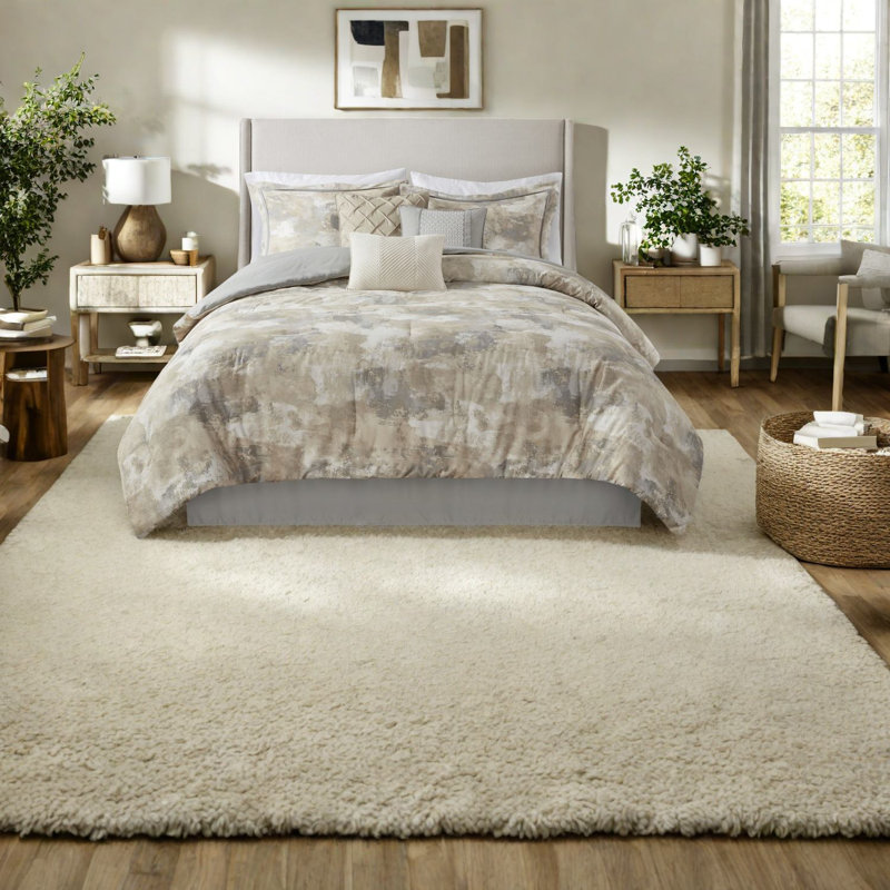 Luxurious Textured Gray Bedding Sets Cotton Blend Modern Style For Home
