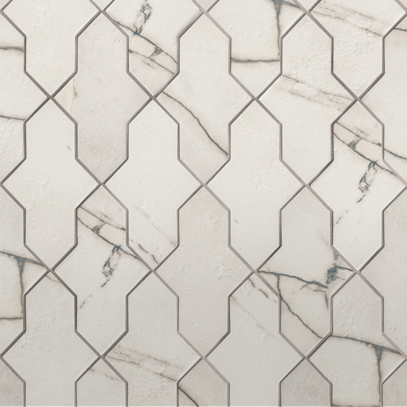 Istanbul Shield 2-3/8 In. X 8-1/4 In. Porcelain Floor And Wall Tile, White/Gray