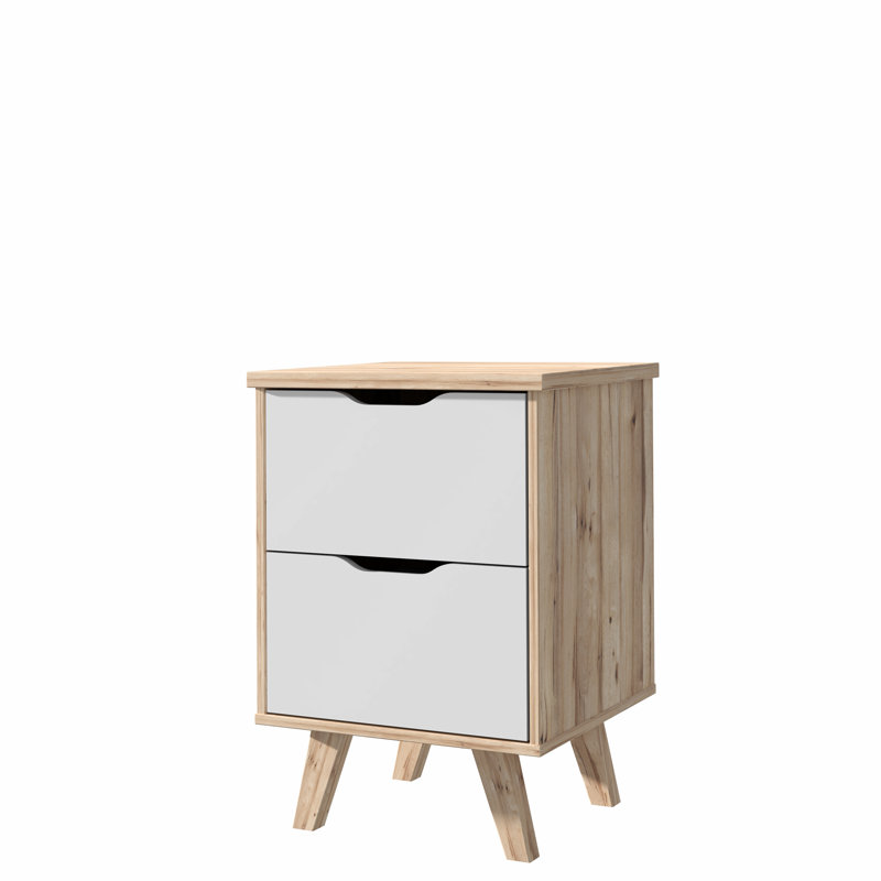 Sanson 45cm W Manufactured Wood Bedside Table, Old Oak/White