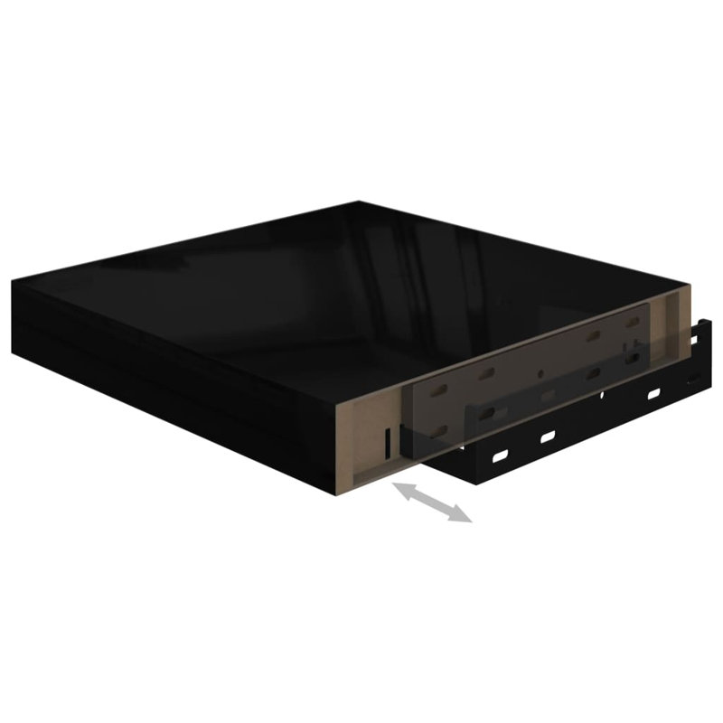 Arson 2 Piece Floating Shelf, High Gloss Black, 3.8cm H x 23.5cm W x 23cm D
