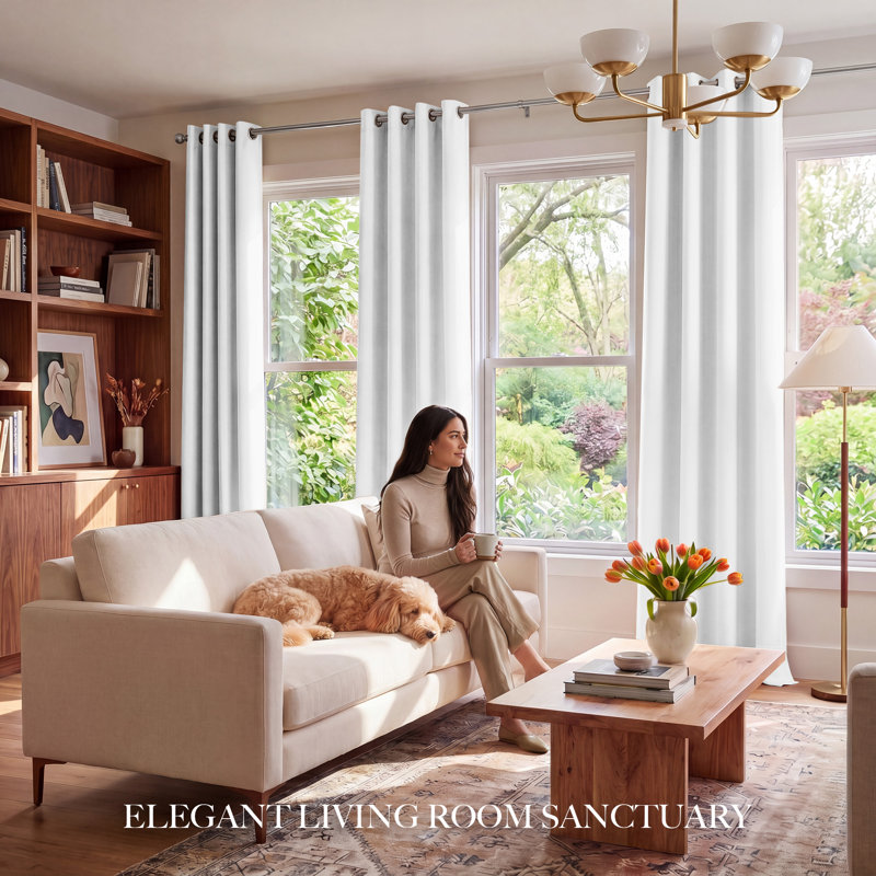 100% Blackout Window Curtain Panels, Cold and Full Light Blocking Drapes with Black Liner for Bedroom, Thermal Insulated Draperies, 2 Pieces