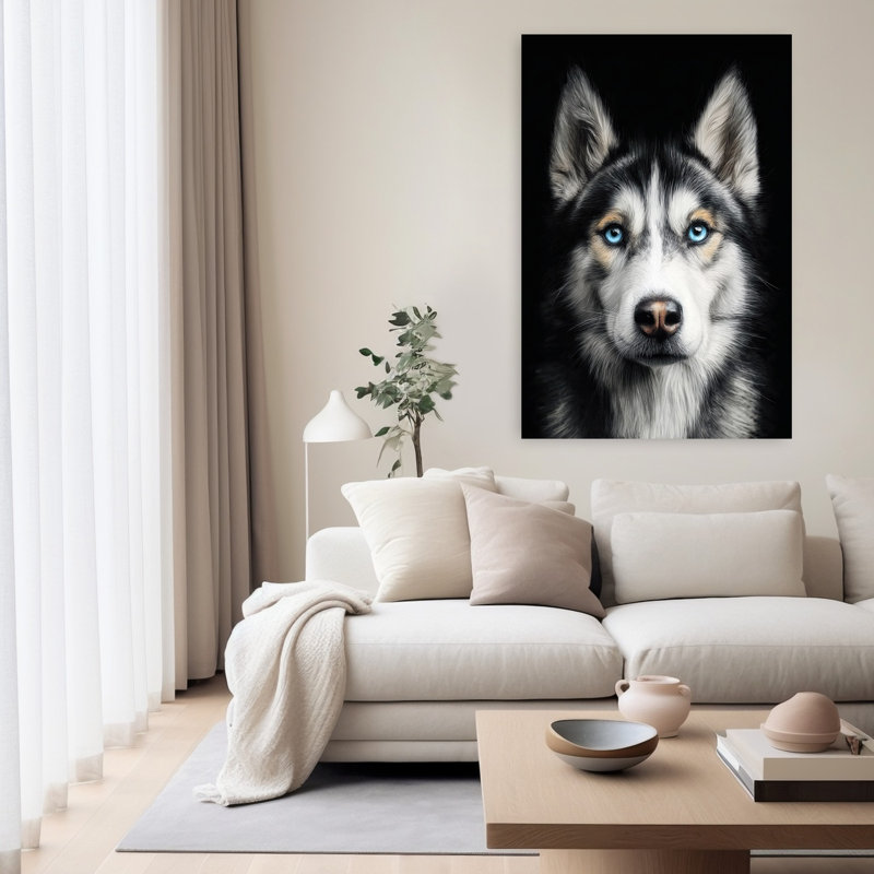 Husky dog, art contemporain de chien, H 60 po x l 40 po