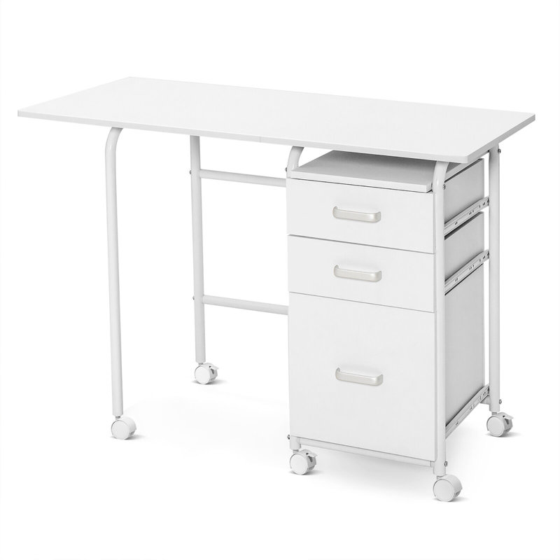 Metal Base Computer Desk, White