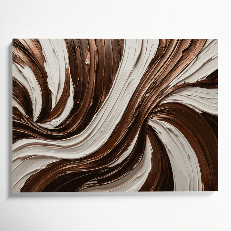 Art mural horizontal rayé sur toile brun bronze, H 24 po x l 36 po